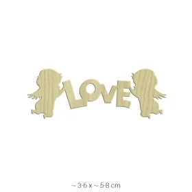 KD113 Dekoratif "LOVE" Yazılı Melekler Ahşap Boyanabilir Obje